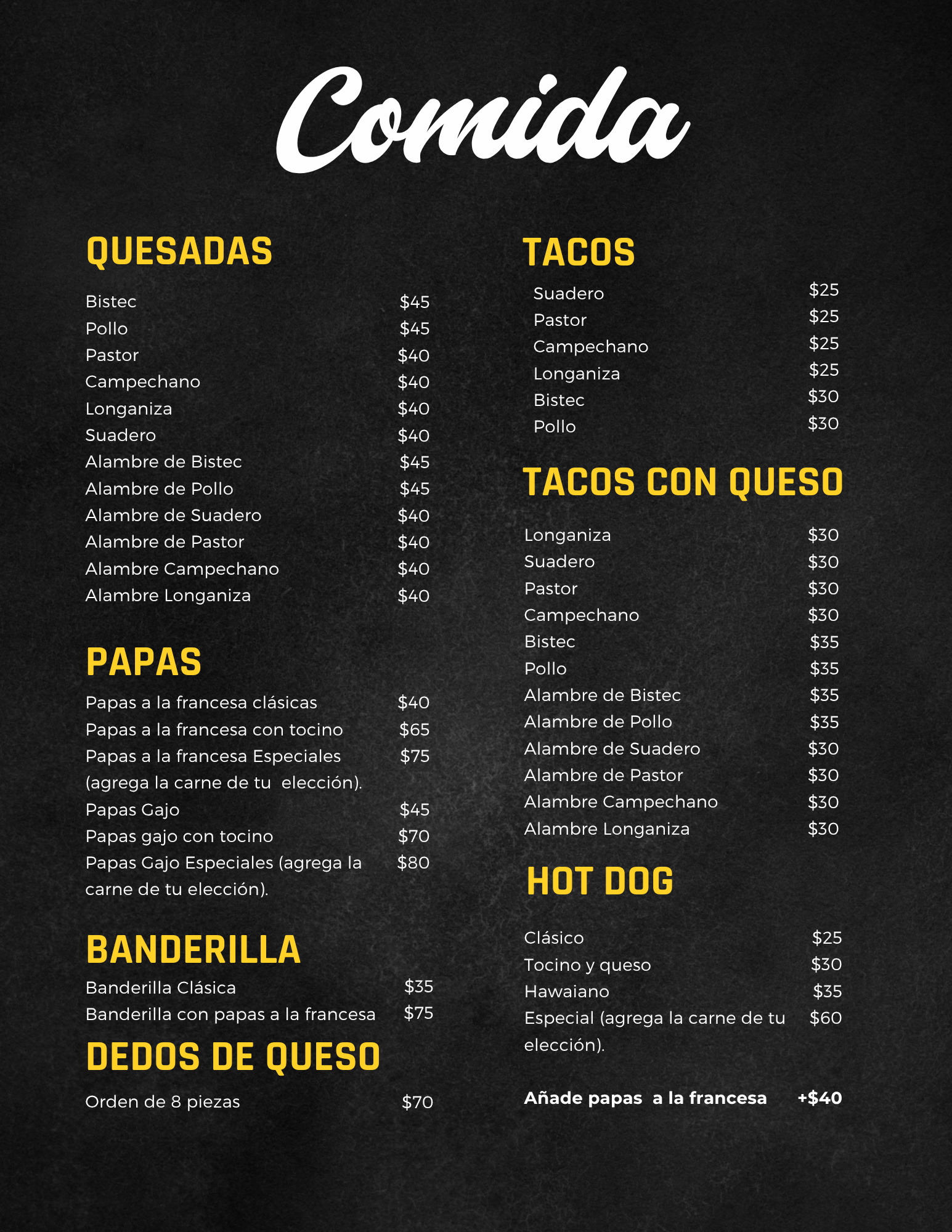 Menu Takechi
