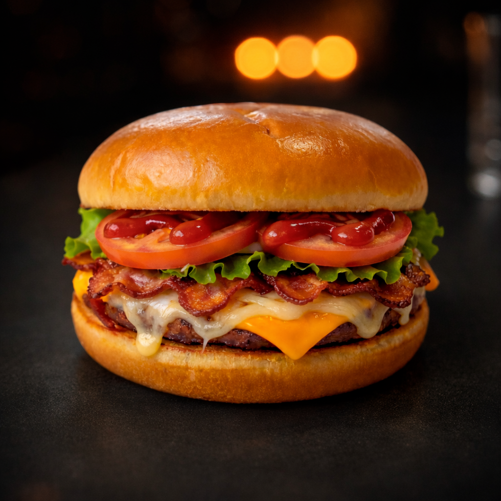 Hamburguesa con Tocino y Queso Takechi